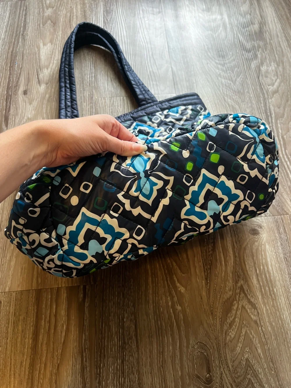 Navy and Ink Blue Reversible Vera Bradley Quilted Tote Bag
